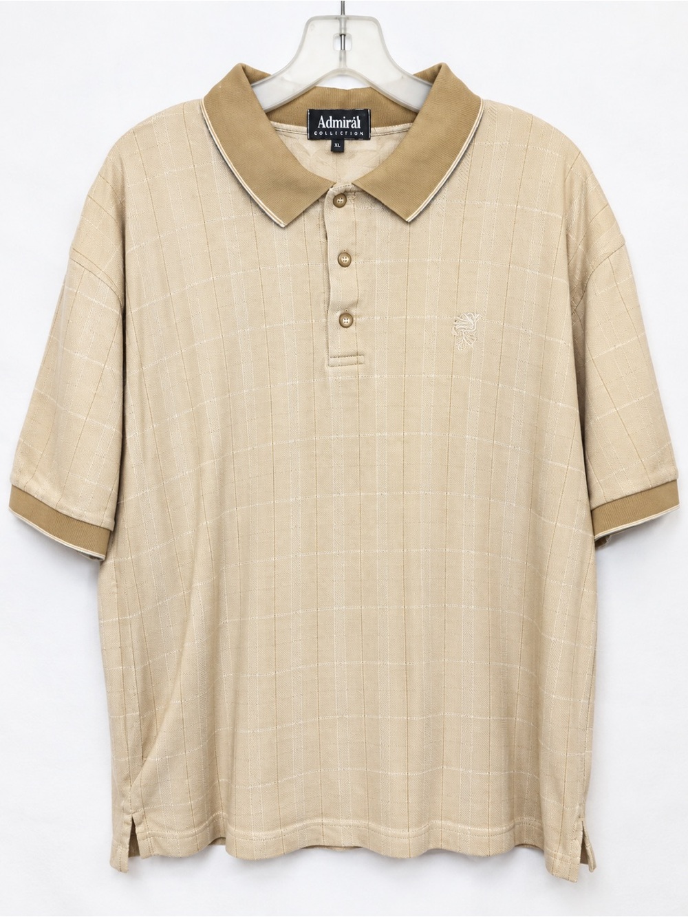 Ashworth Men’s XL Polo Shirt Tan Beige 100% Cotton Made in USA Golf Vintage